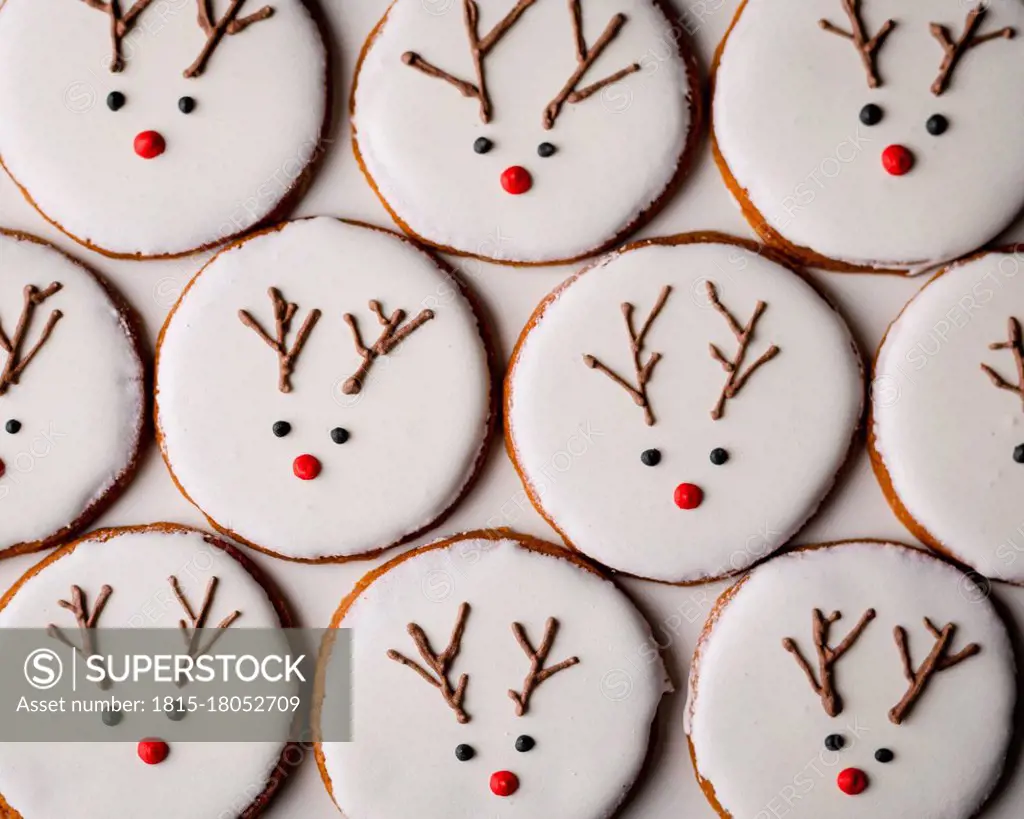 Homemade Christmas cookies with reindeer decoration