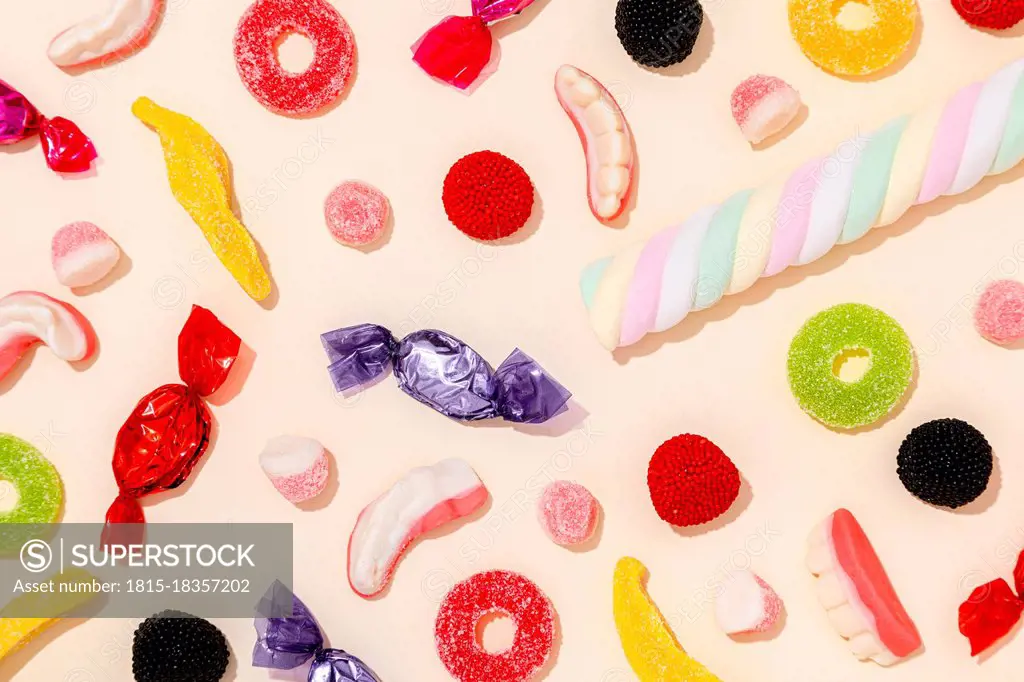 Background of various Halloween candies