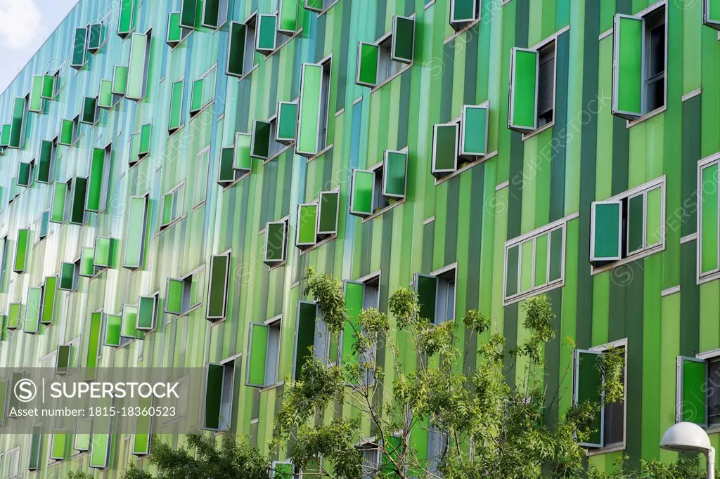 Spain, Madrid, Exterior of Vallecas 51 apartment building