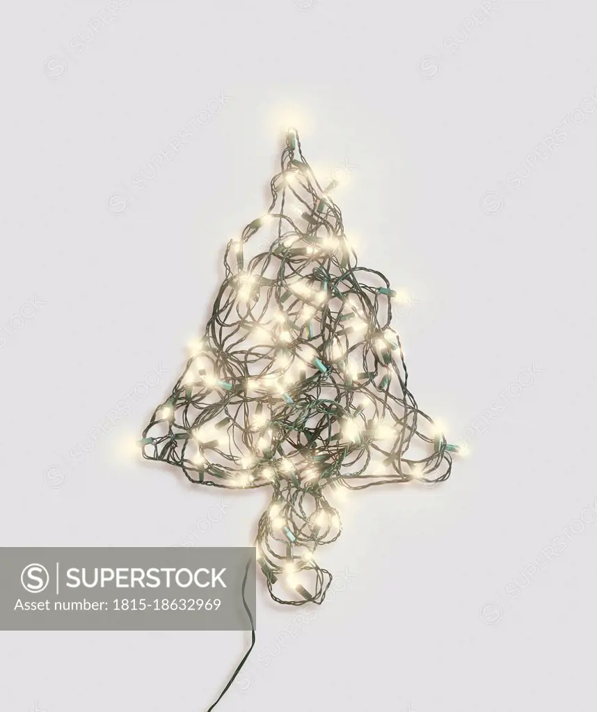 Christmas tree shape made of glowing¶ÿChristmas lights