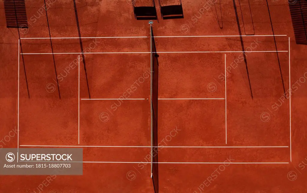 Drone view of empty tennis court