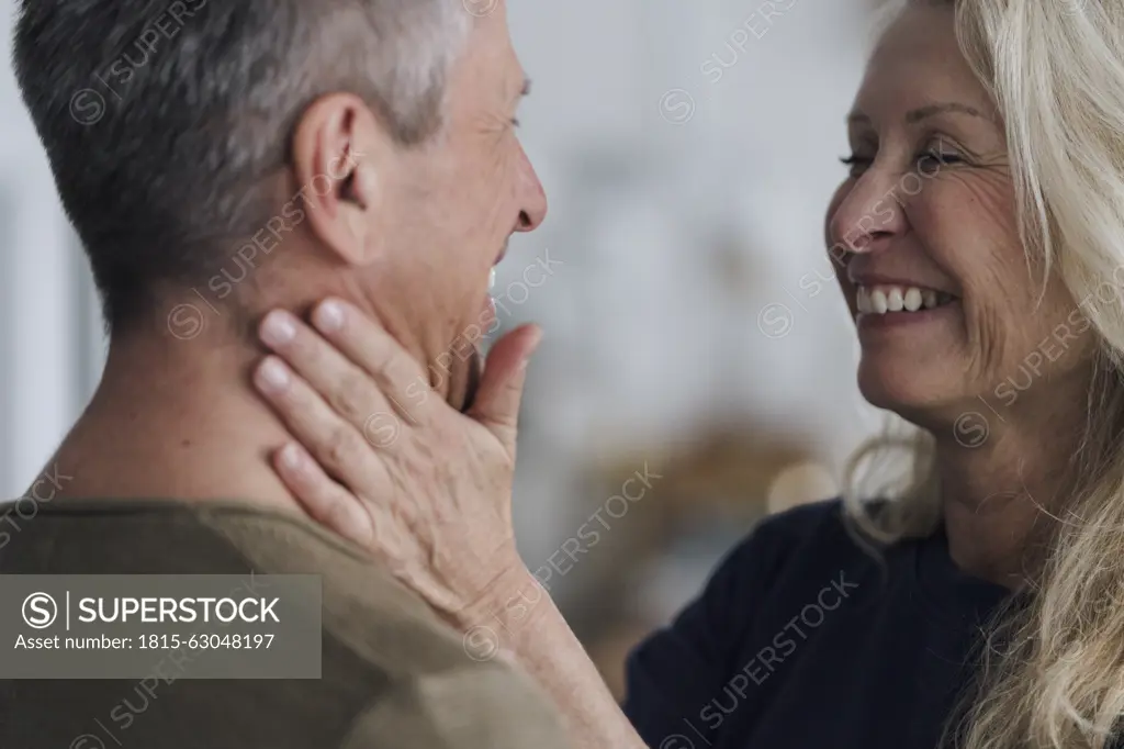 Loving retired senior woman with man