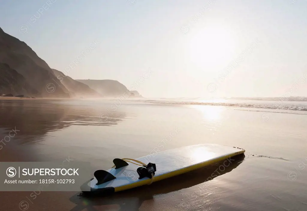 Portugal, Surfboard on beach