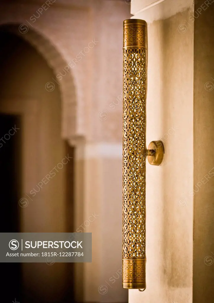 Morocco, Fes, Hotel Riad Fes, wall lamp