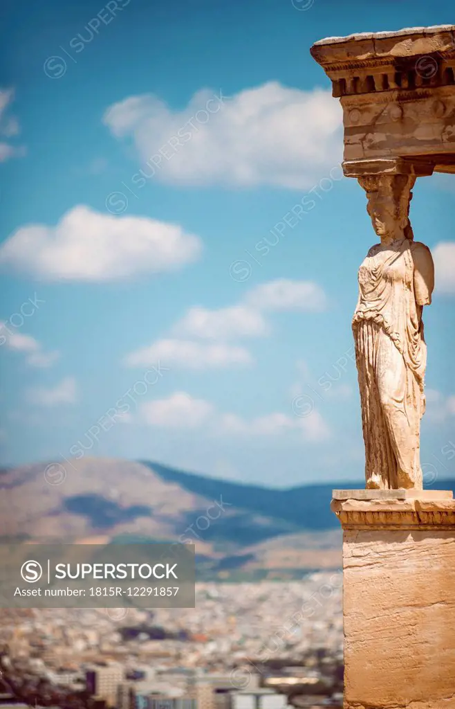 Greece, Athens, caryatide at sunlight