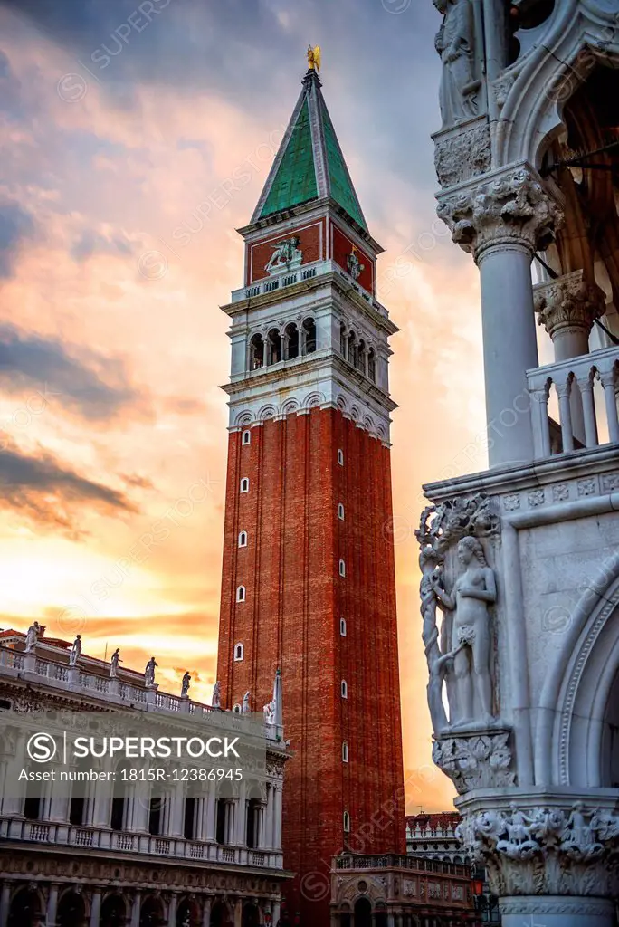 Italy, Venice, St Mark's Campanile at dusk