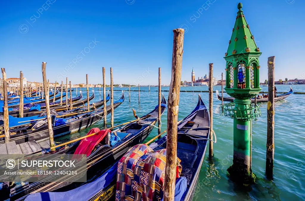 Italy, Venice, gondolas at a pier