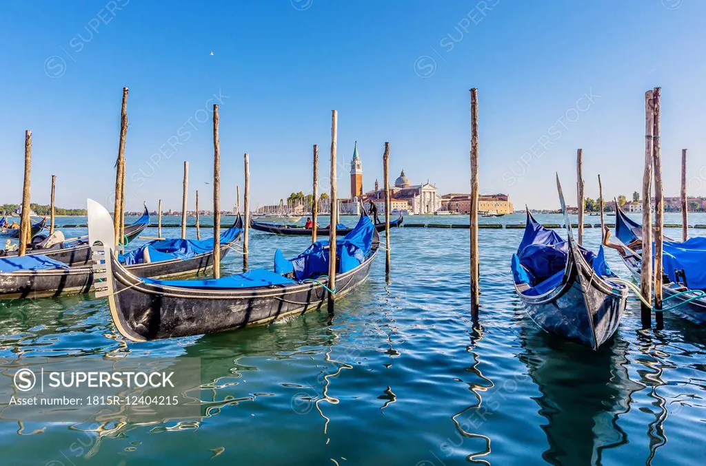 Italy, Venice, gondolas at a pier