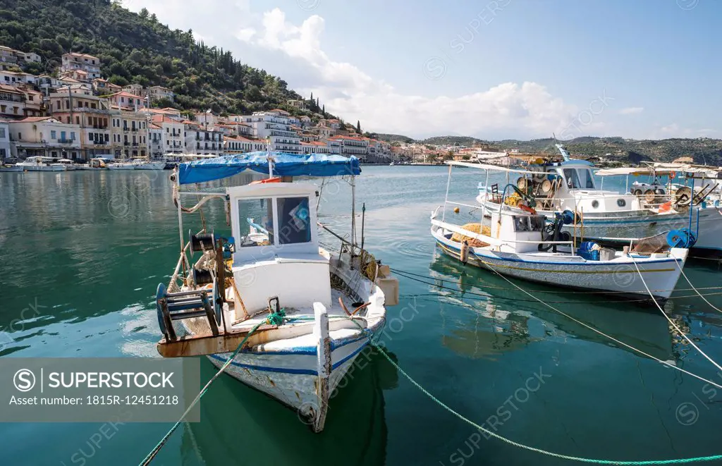 Greece, Gythio, moored fisher boats