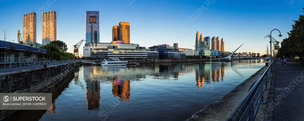 South America, Argentina, Buenos Aires, dock area in the evening