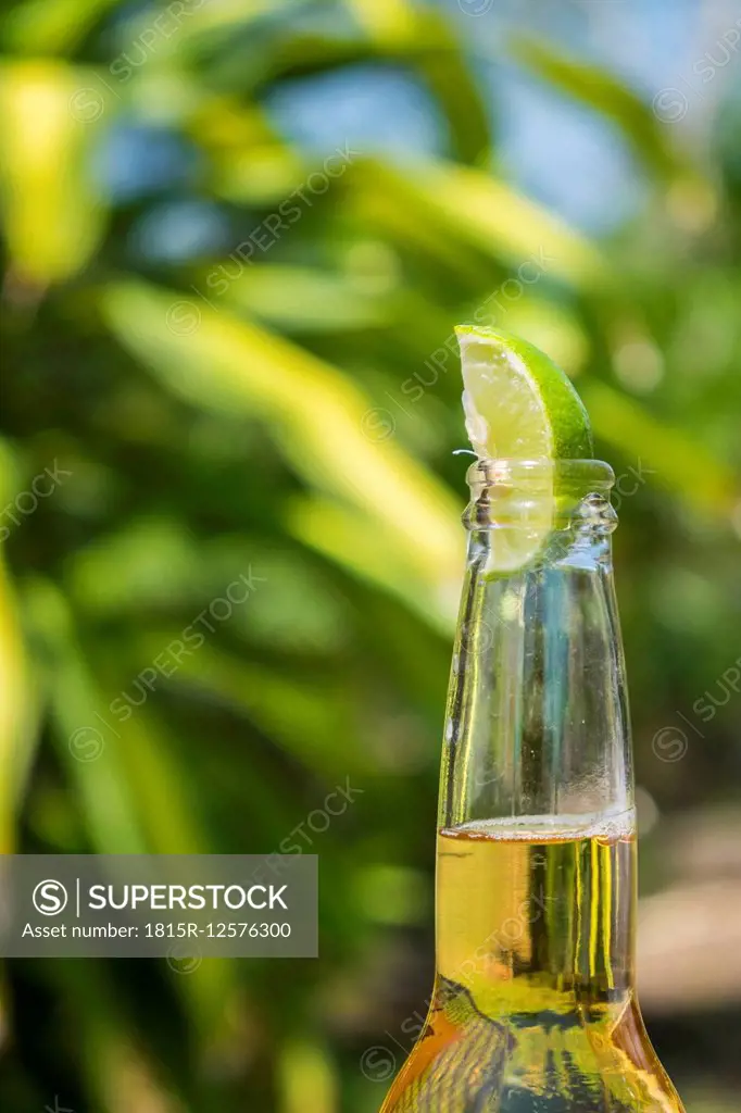 Beer bottleneck with lime