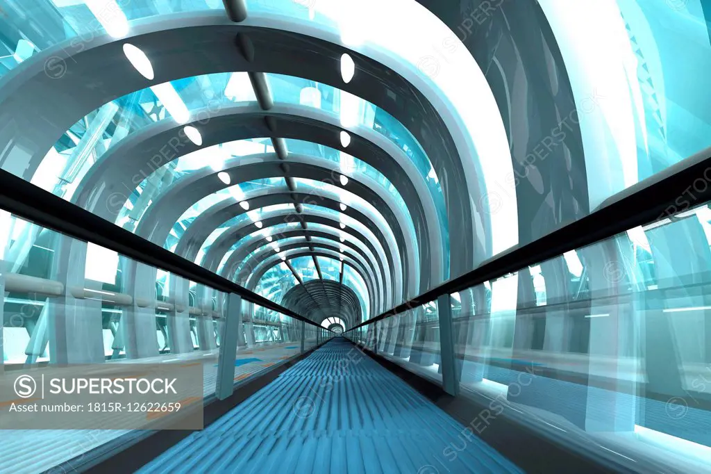 3D Rendered Illustration, Architecture visualization of a futuristic subway or train station