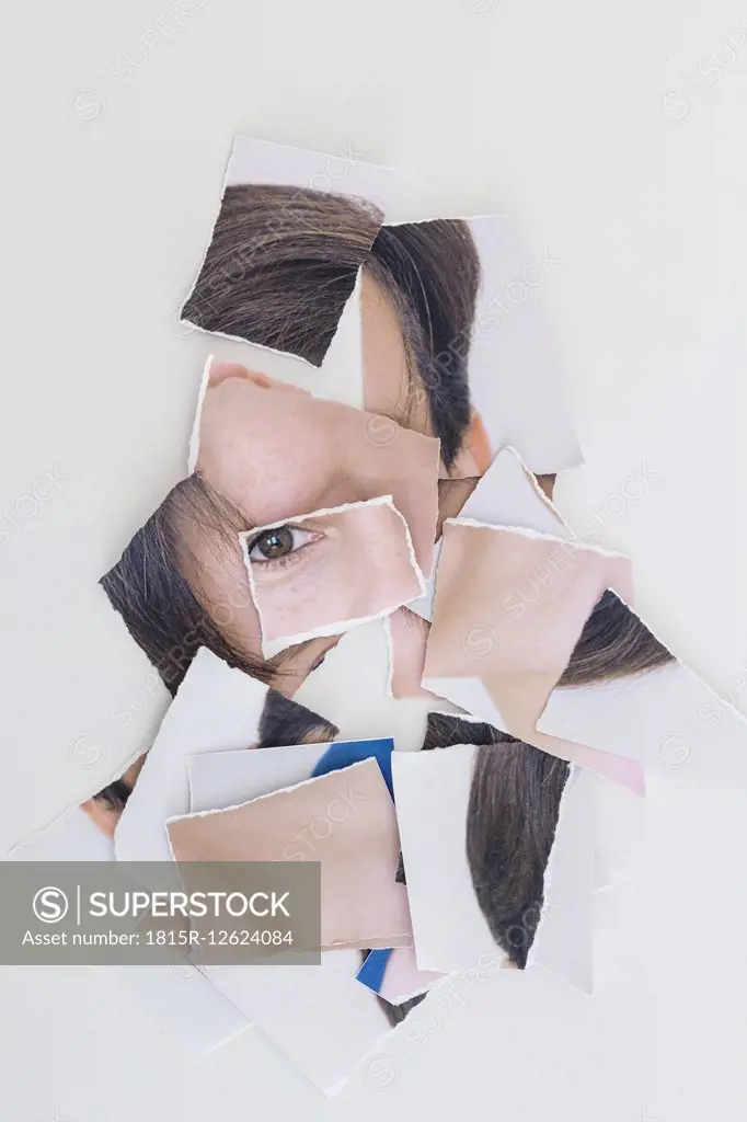 Torn apart image of person