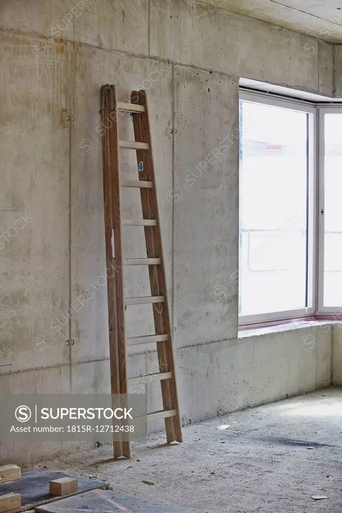 Ladder in an unfinished building