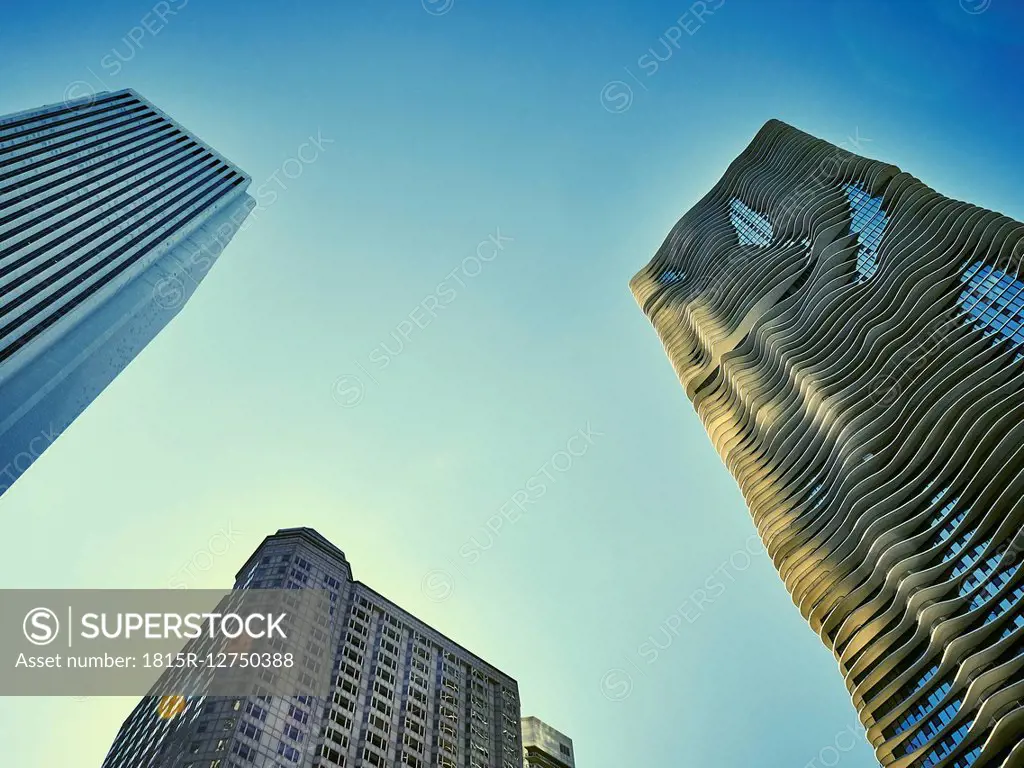 USA, Illinois, Chicago, High-rise buildings, Aon Center, Aqua Tower