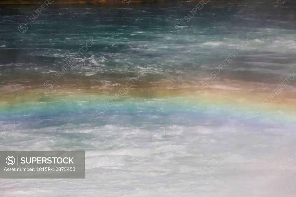 Switzerland, Rheinfall, water and rainbow