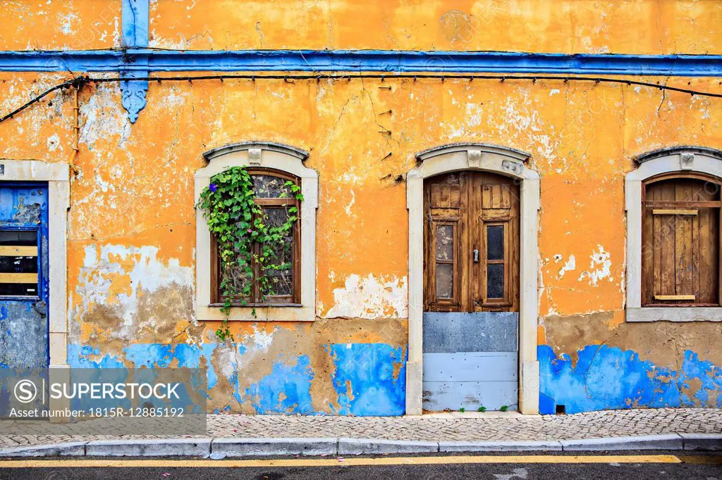 Portugal, facade of an old abandoned house