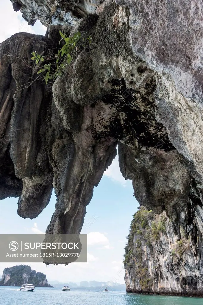 Thailand, Phang Nga Province, bizarre rock formation at Phang Nga Bay