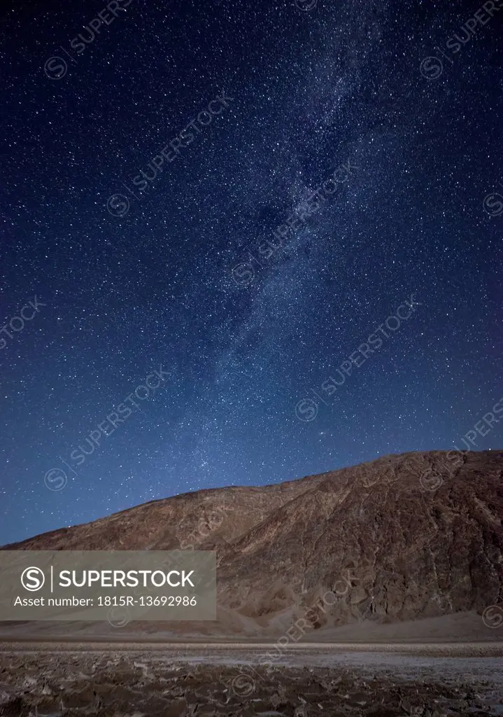 USA, California, Death Valley, Badwater Basin at night
