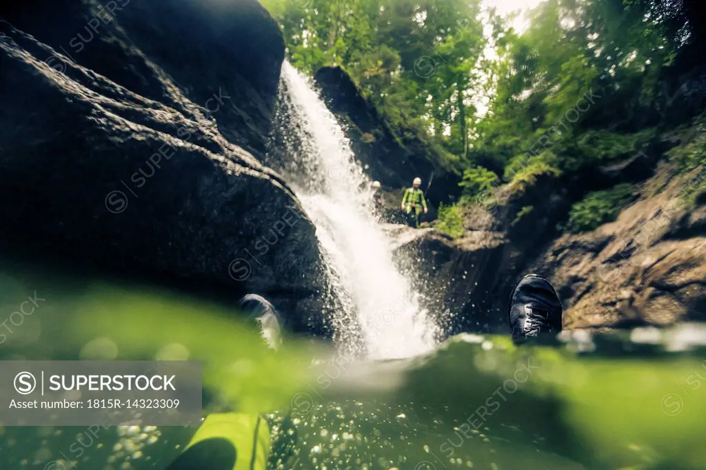 Germany, Bavaria, Allgaeu, canyoning in Ostertal