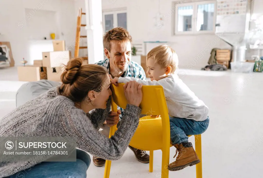 Happy family in new home