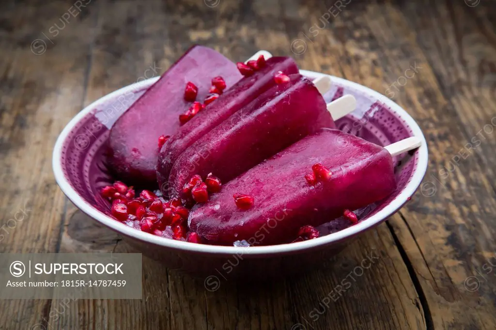 Pomegranate ice cream, popsicles