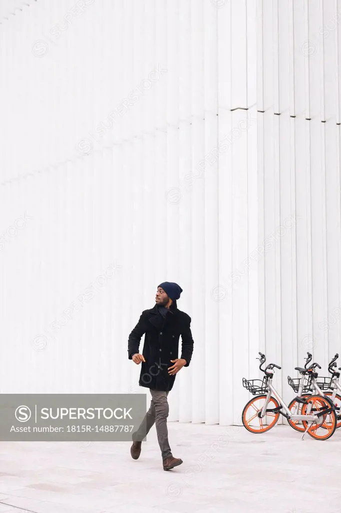 Italy, Milan, African american man running