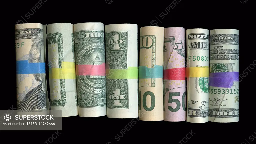 Rolls of US dollar notes