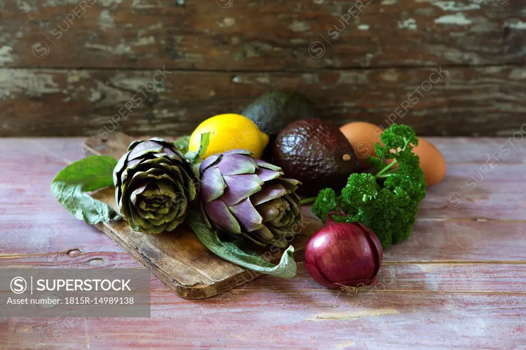 Ingredients of filled avocado