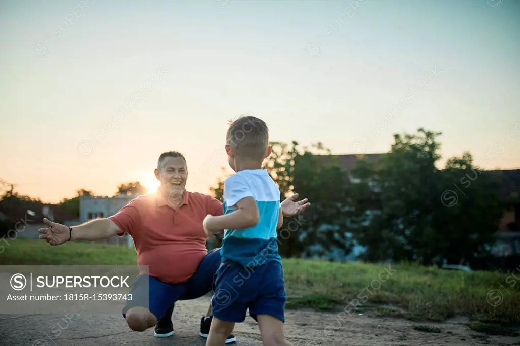 Grandfather and grandson spending time together