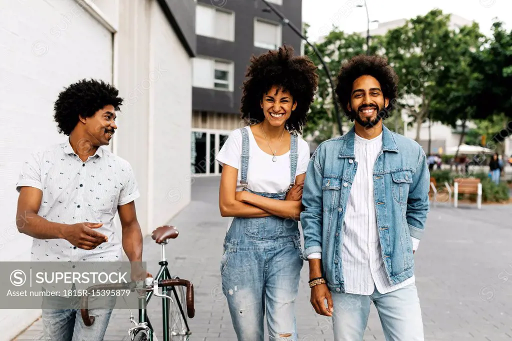 Three friends having fun together