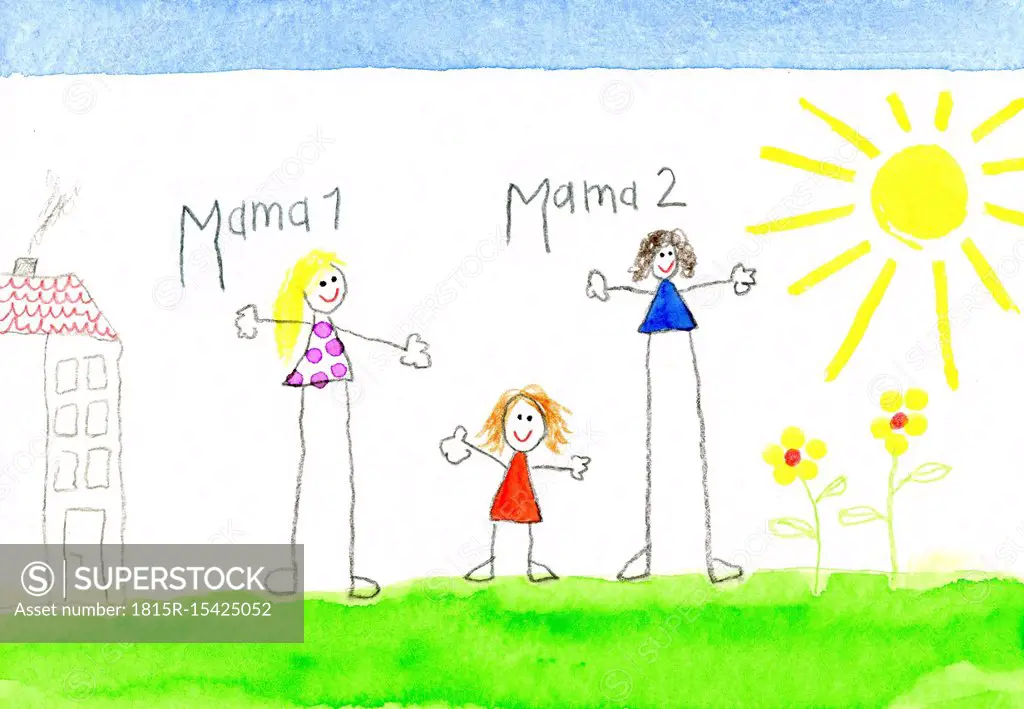 Children's drawing of lesbian couple and little girl