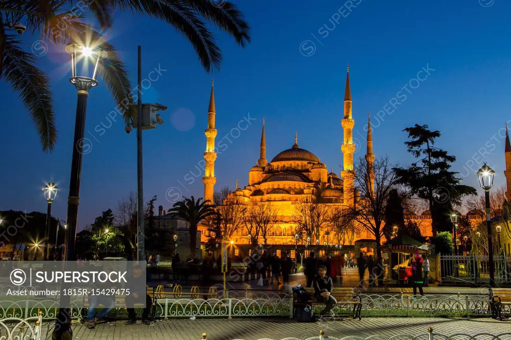 Turkey, Istanbul, Hagia Sofia Mosque at blue hour