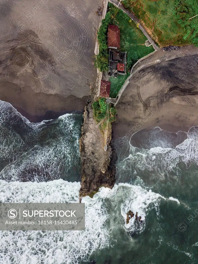 Indonesia, Bali, Aerial view of Bali island, rocky beach