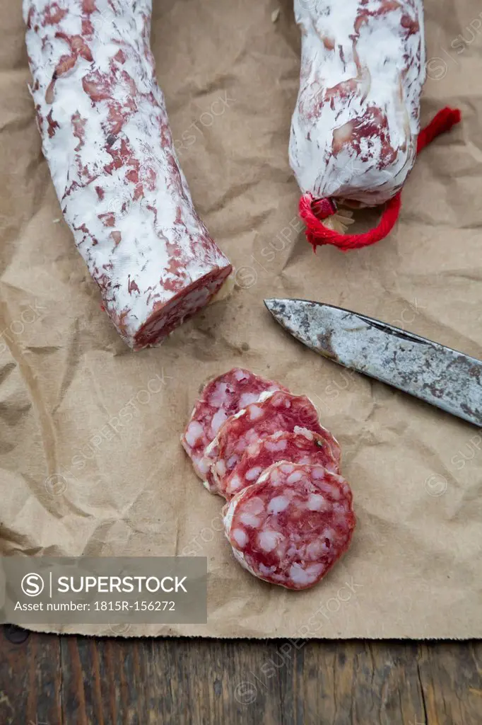 Sliced Italian salami