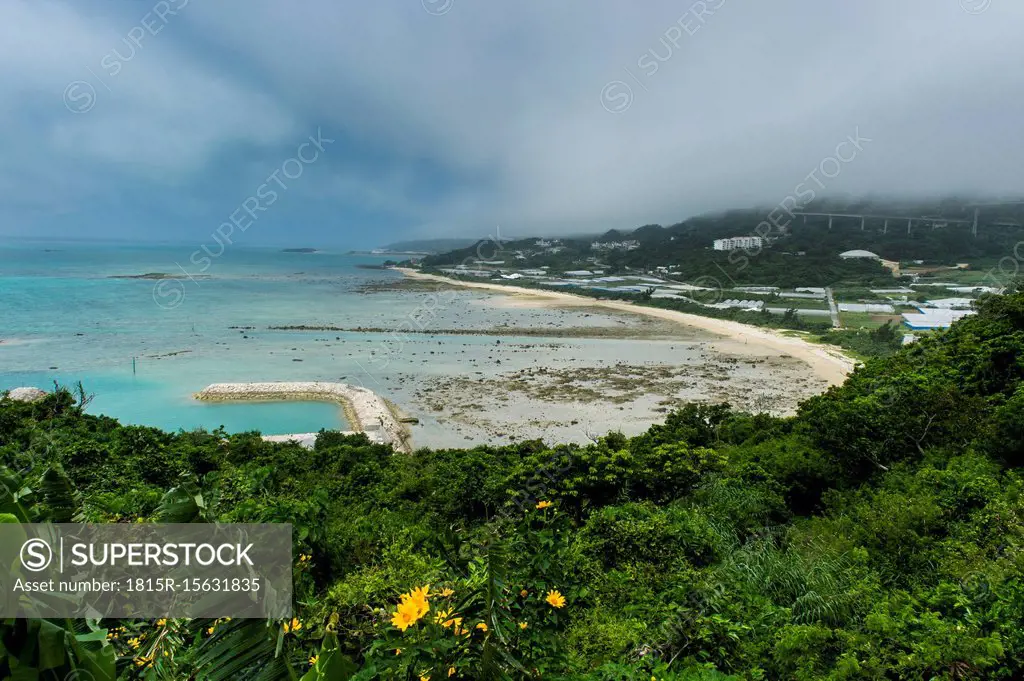 Japan, Okinawa, Overview over the beach of the sacred site Sefa Utaki