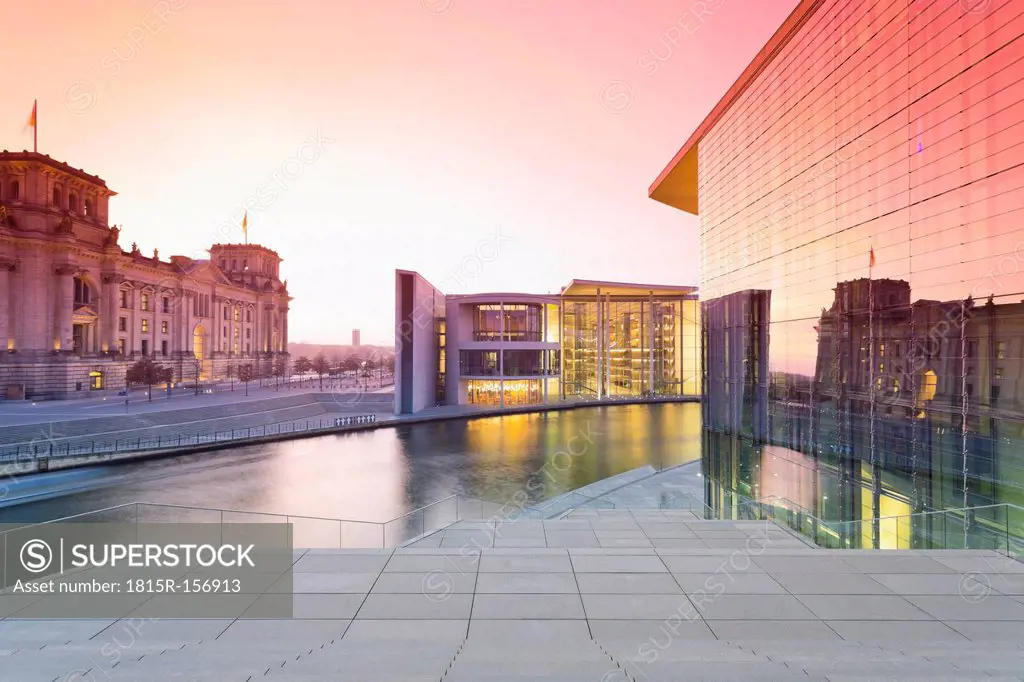 Germany, Berlin, Paul Loebe House, left Reichstag, right Marie Elisabeth Lueders Building