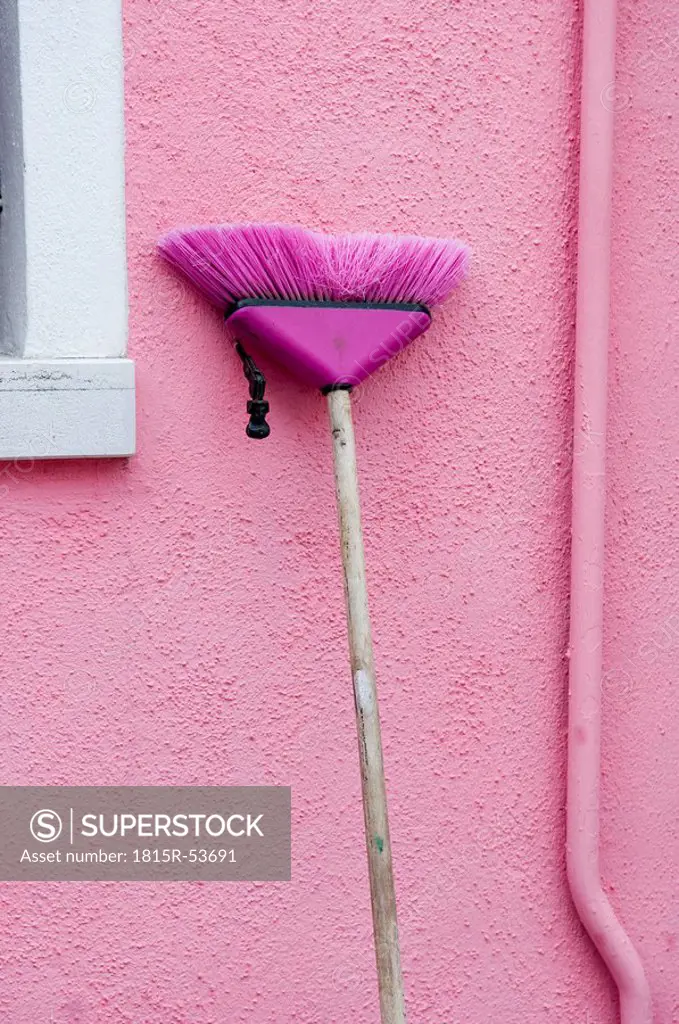 Italy, Venice, Broom leaning on a wall