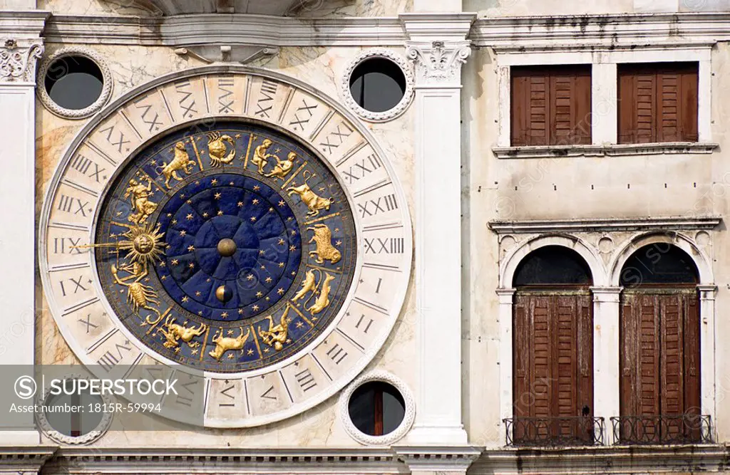 Italy, Venice, St Marcus Square, Tower, Zodiac signs