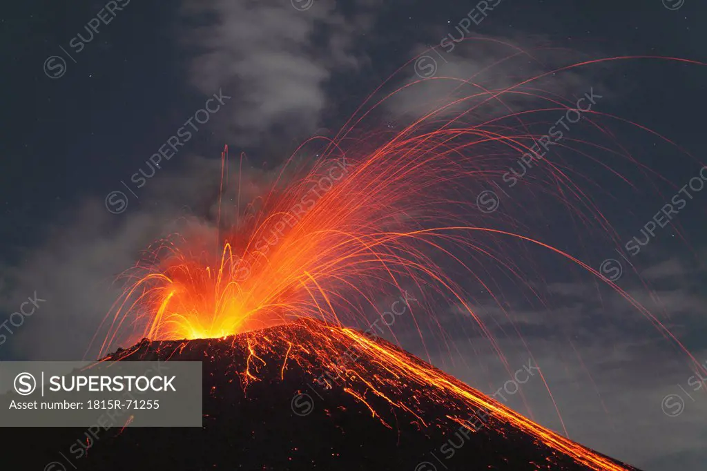 Indonesia, Sumatra, Krakatoa volcano erupting