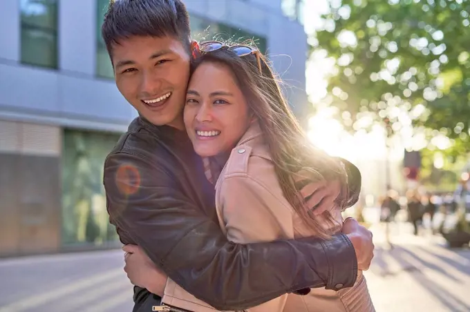 Portrait of couple in love at sunset