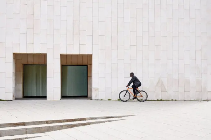 Man with bike in Barcelona