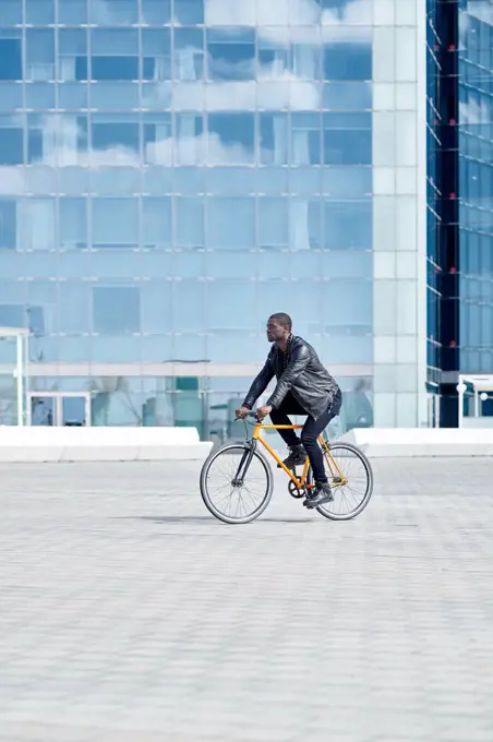 Man with bike in Barcelona