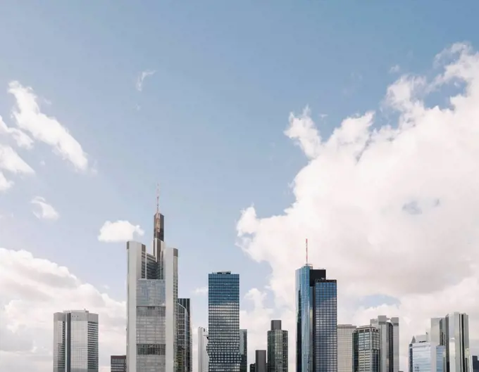 Germany, Hesse, Frankfurt, Sky over downtown skyscrapers