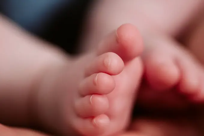 Extreme close-up of baby girl's feet