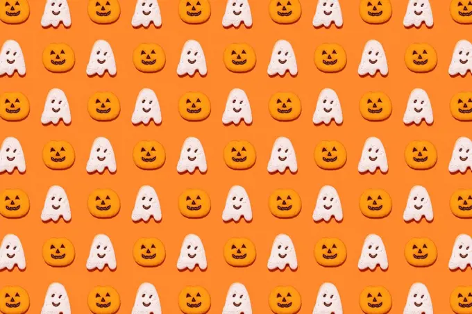 Pattern of Halloween themed cookies