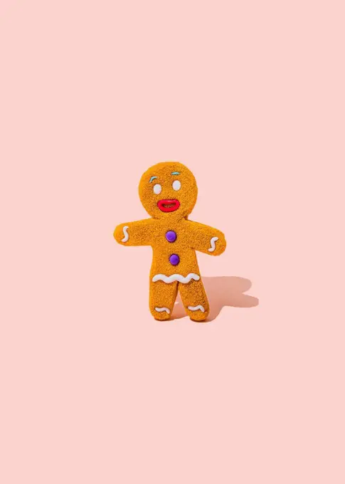 Studio shot of single gingerbread cookie