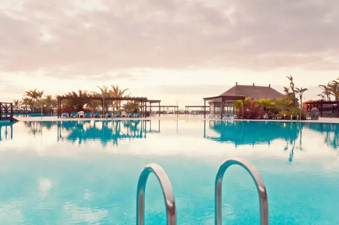 Spain, Canary Islands, La Palma, Fuencaliente, swimmingpool of a hotel