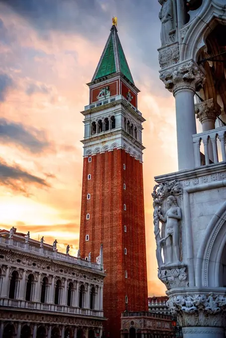 Italy, Venice, St Mark's Campanile at dusk