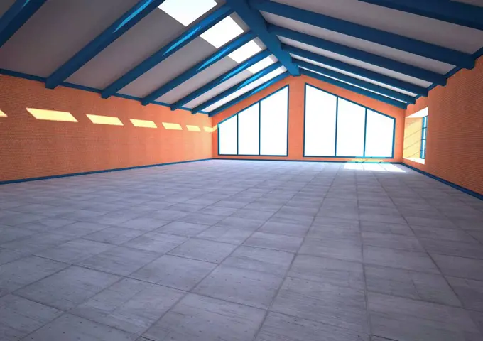 Empty industrial hall, 3D Rendering